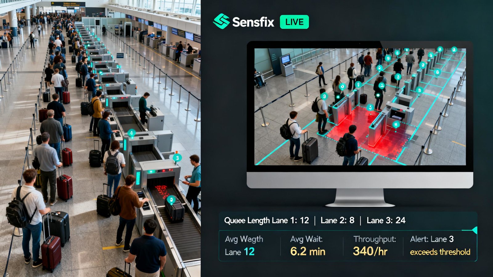 Passenger flow analytics in airport terminal